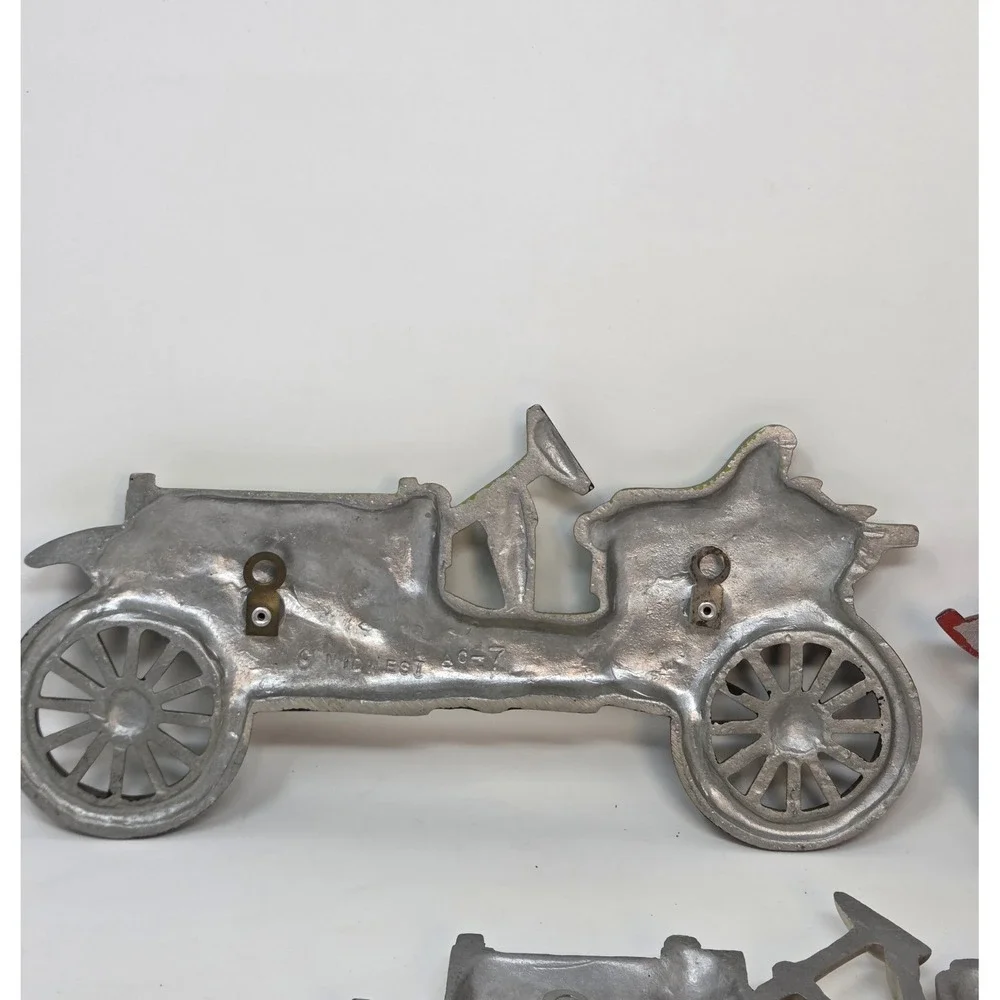 Vintage Midwest Cast Aluminum Antique Car Wall Plaques Set of 3 MCM Garage Decor